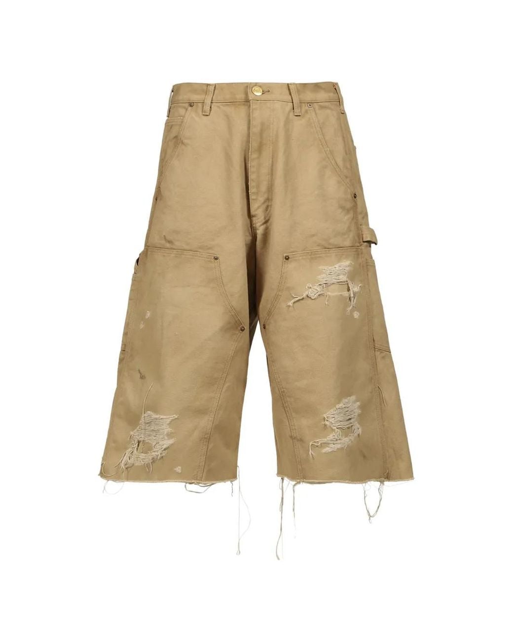 KAMIYA Natural Boro Duck Distressed Duck-Canvas Bermuda Shorts for men