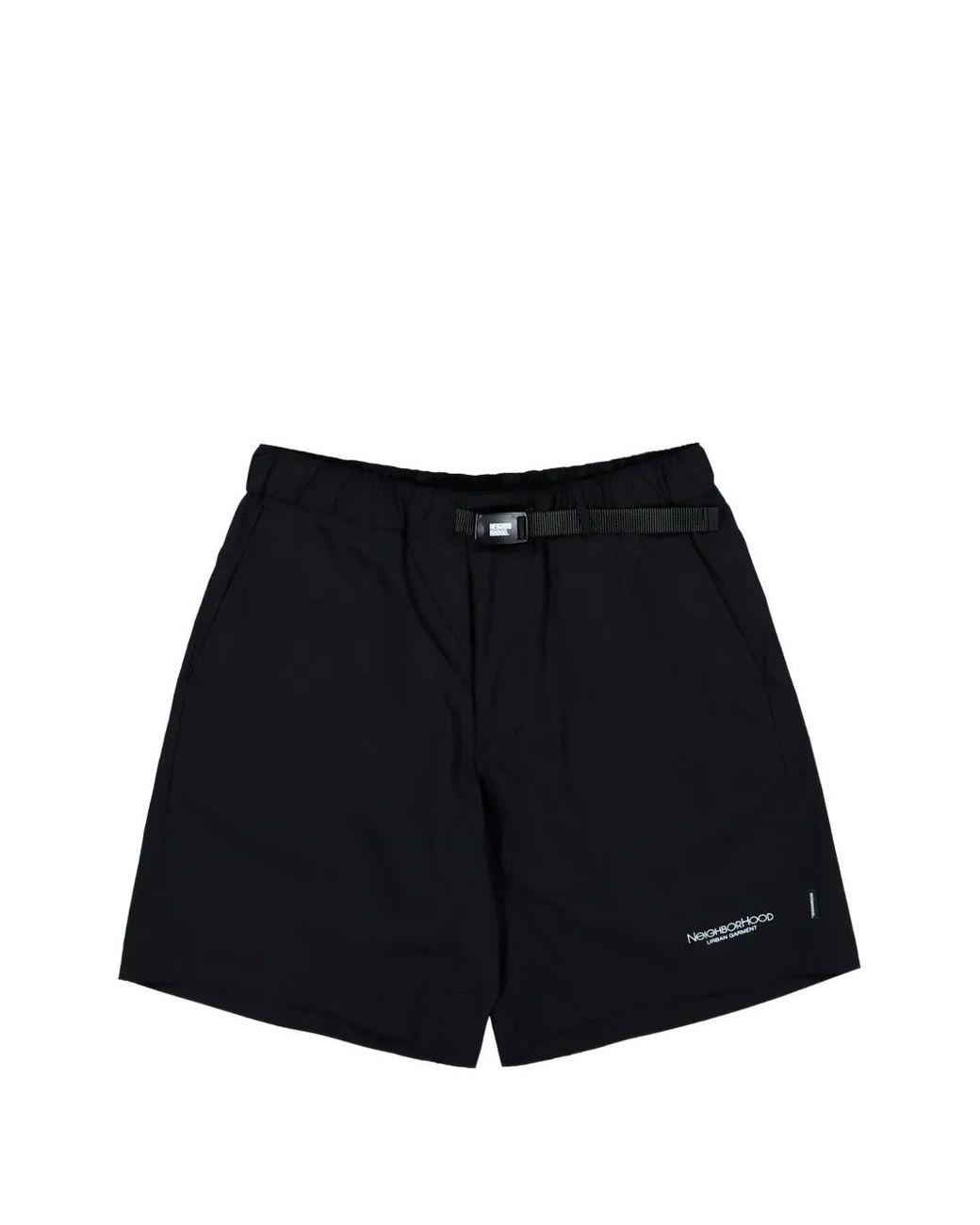 Neighborhood Black Belted Logo-Print Shorts for men