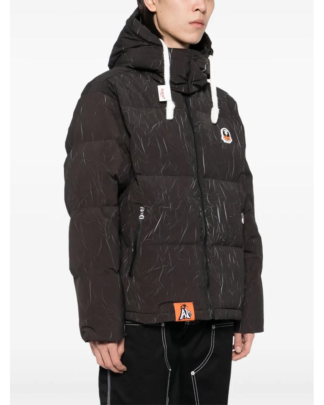 Aape By A Bathing Ape Black Crease Effect Padded Jacket for men