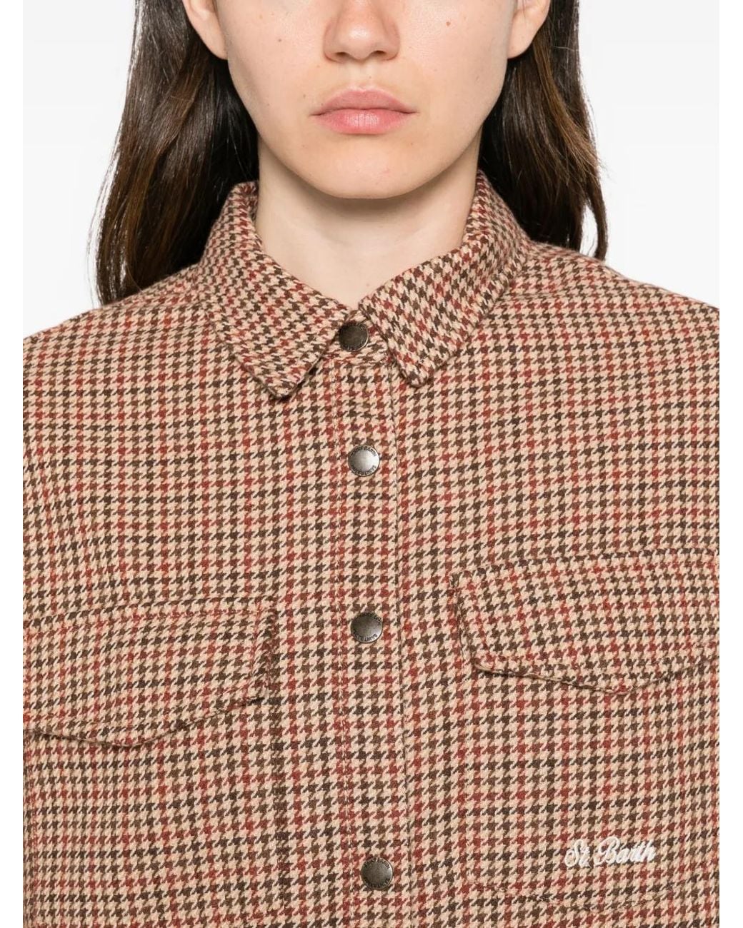 Mc2 Saint Barth Brown X Disney Mickey Mouse Houndstooth-Pattern Shirt