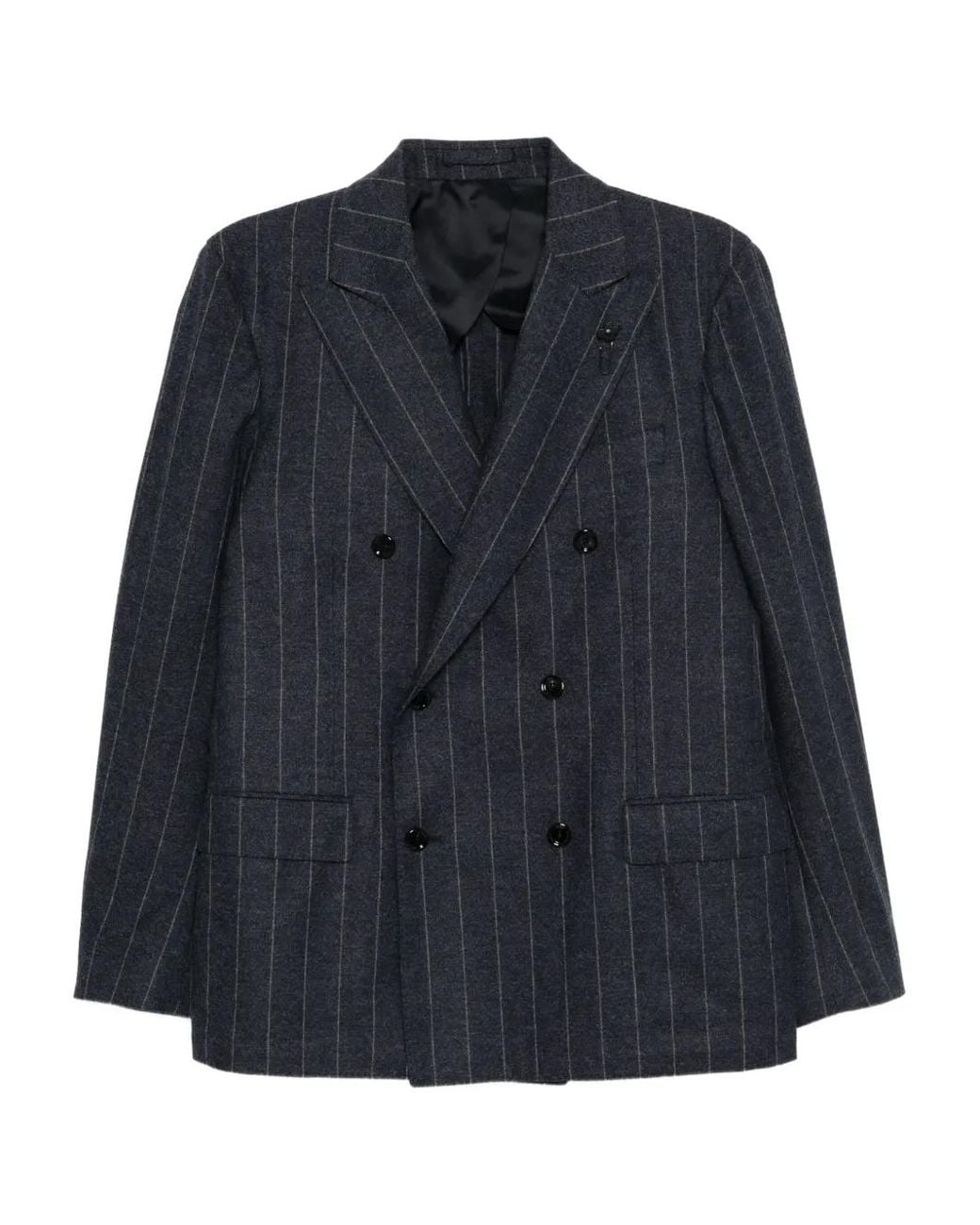 Lardini Blue Striped Double-Breasted Suit for men