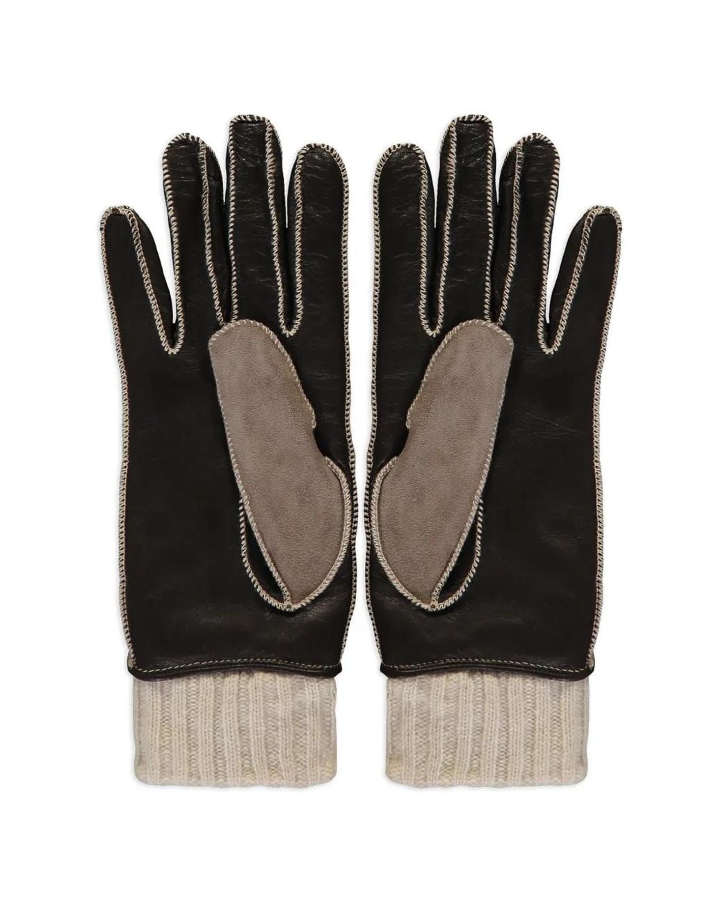 Moorer Brown Contrasting Suede Gloves