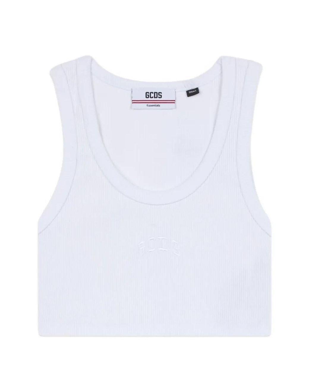Gcds White Logo-Embroidered Crop Top