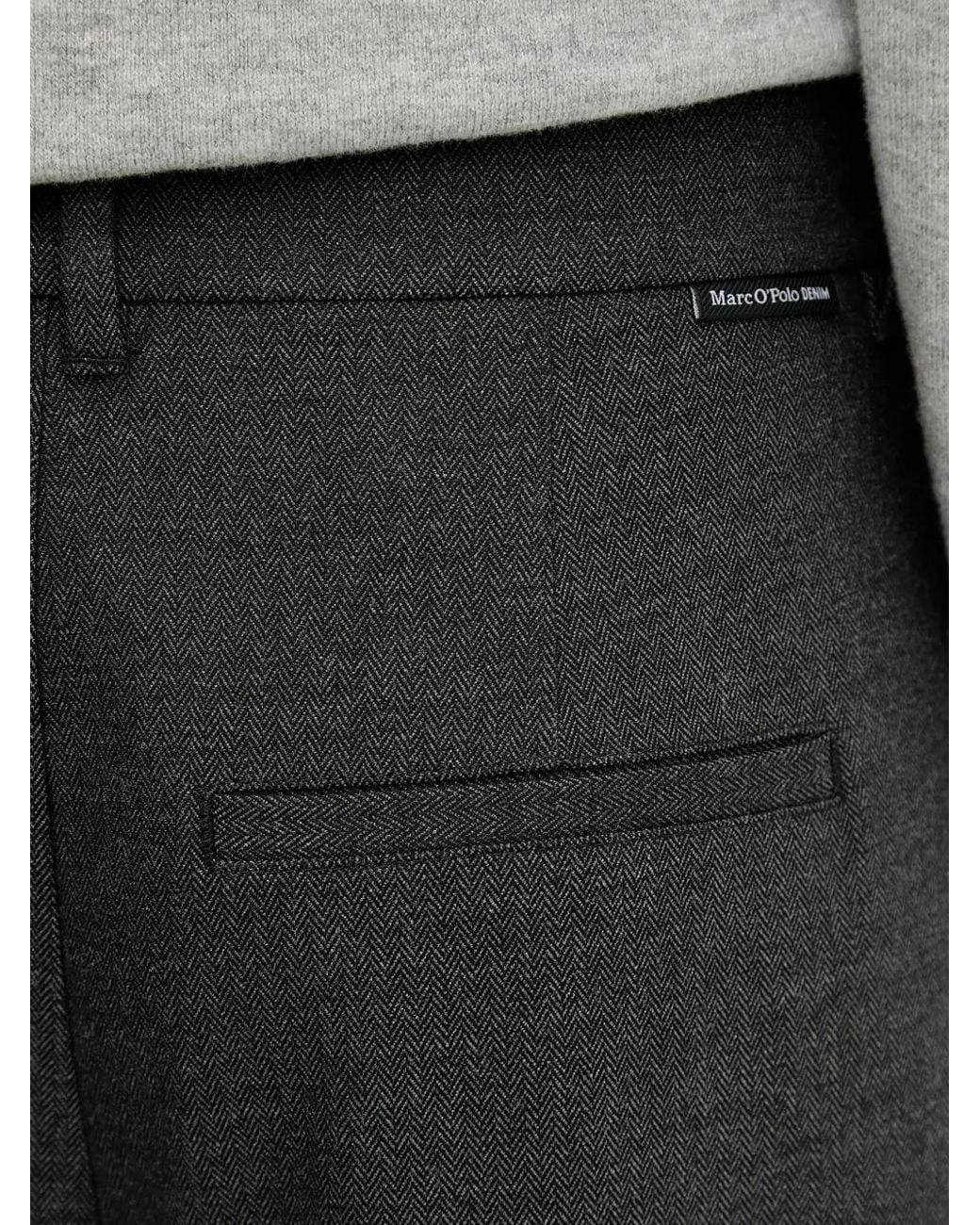 Marc O' Polo Black Herringbone Pleated Trousers