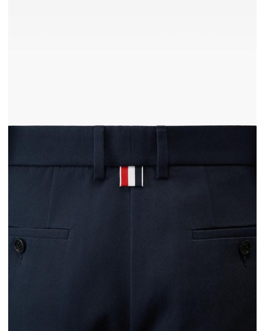 Thom Browne Blue Cotton Gabardine Chino Trousers