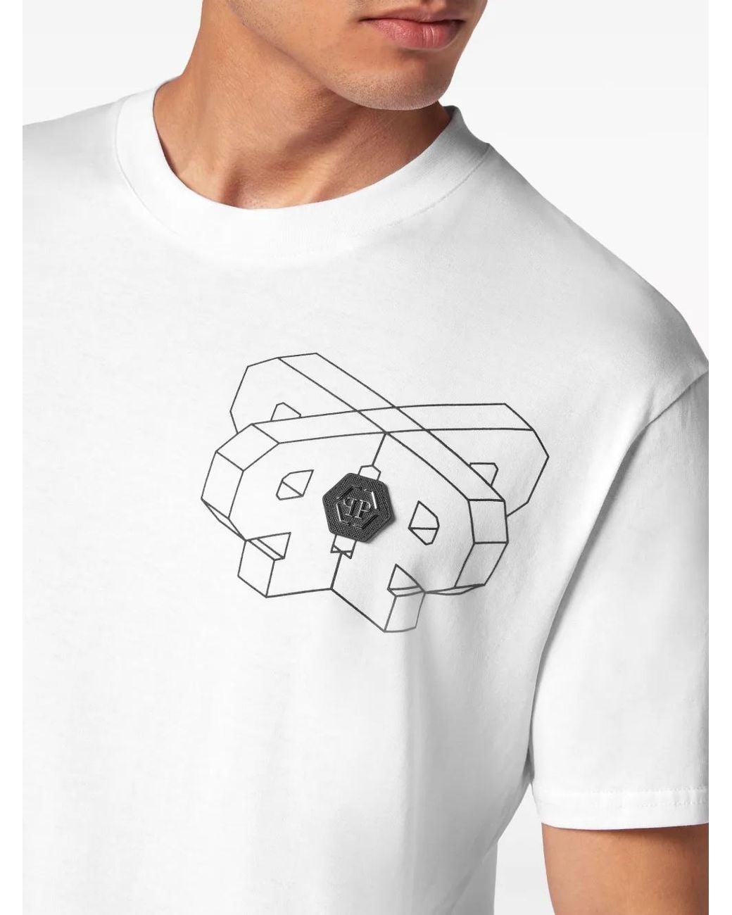 Philipp Plein White Wire Frame Cotton T-Shirt for men