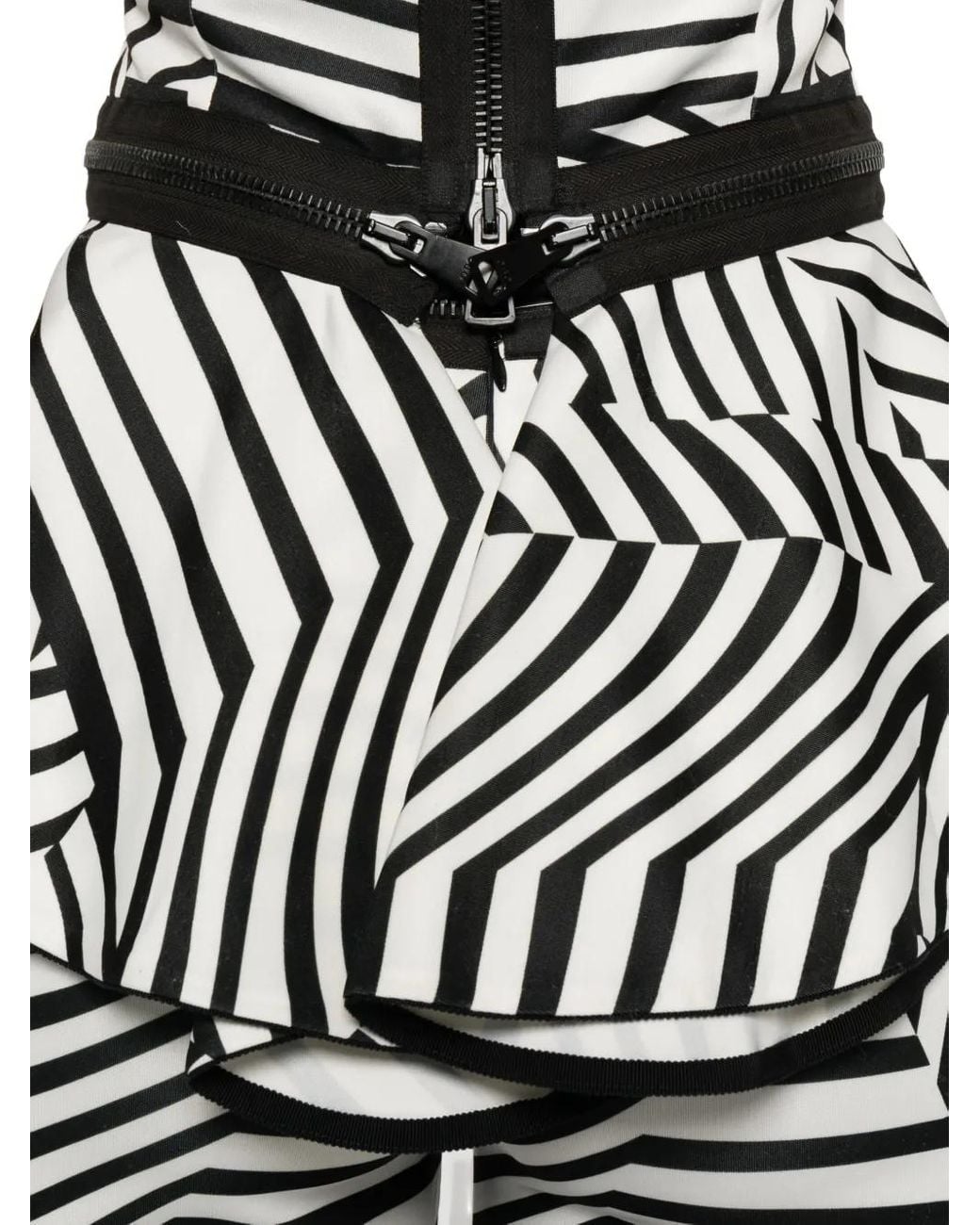 Gemy Maalouf Black Striped Ruffled Top