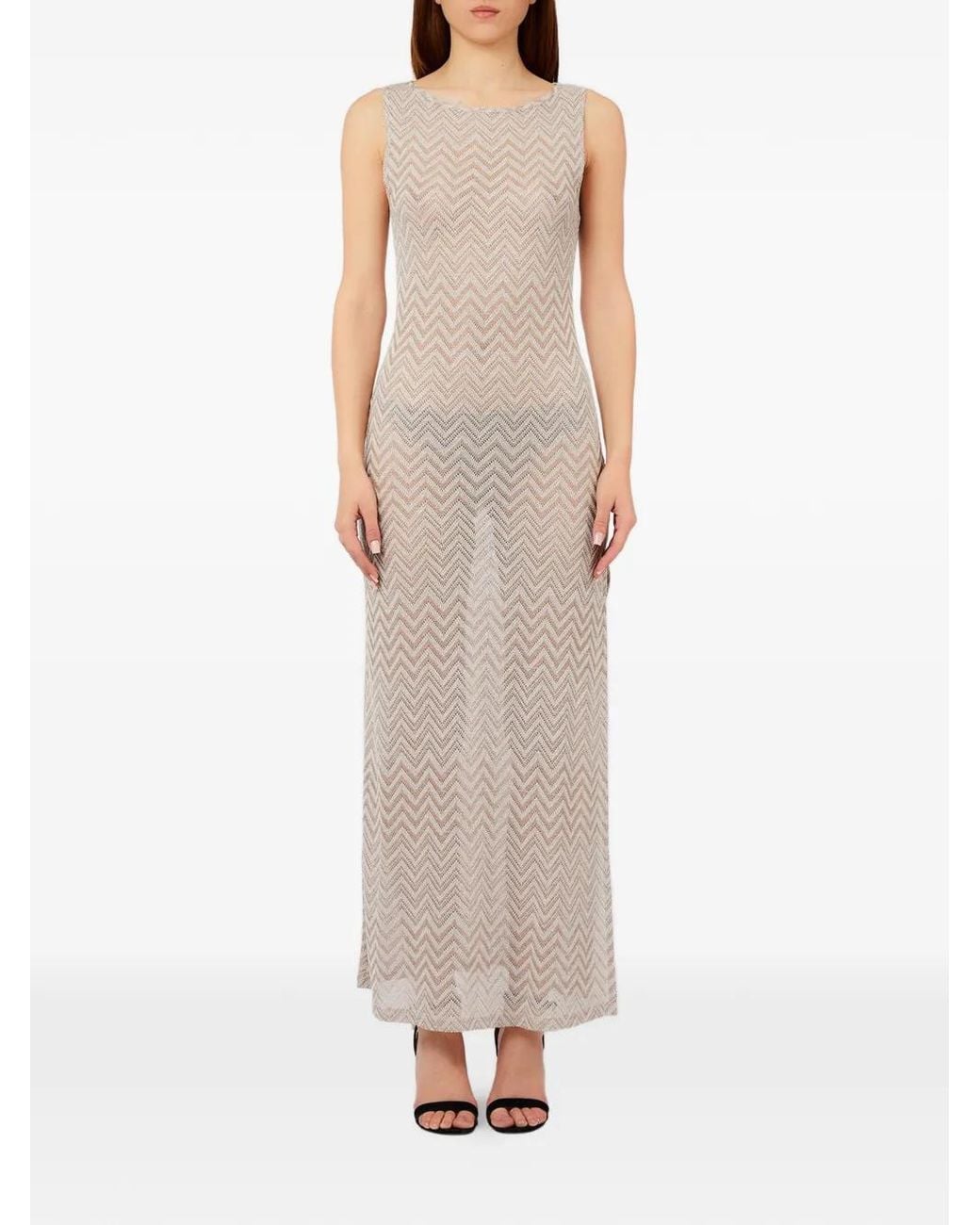Liu Jo Natural Long Chevron Knit Dress
