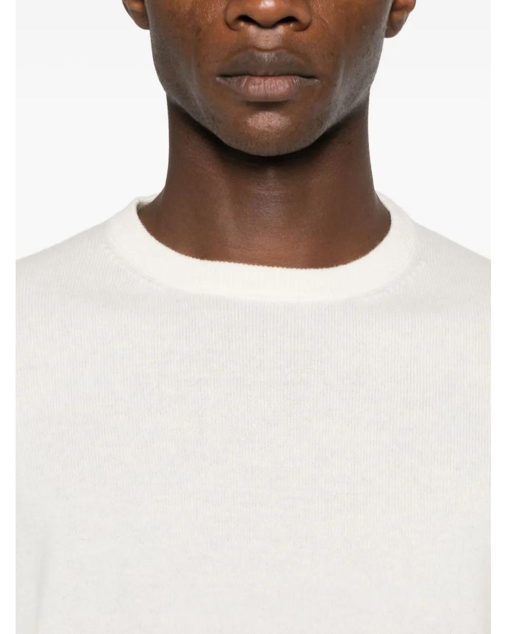 Bruno Manetti White Fine-Knit Jumper for men