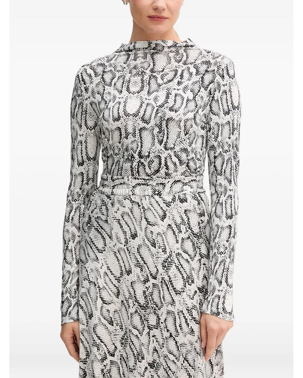 MARC AUREL Gray Snake-Print Long-Sleeve Top