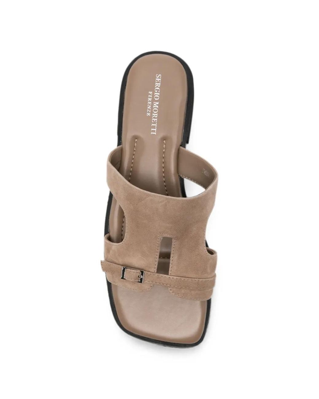 SERGIO MORETTI FIRENZE White Buckle-Detail Suede Sandals