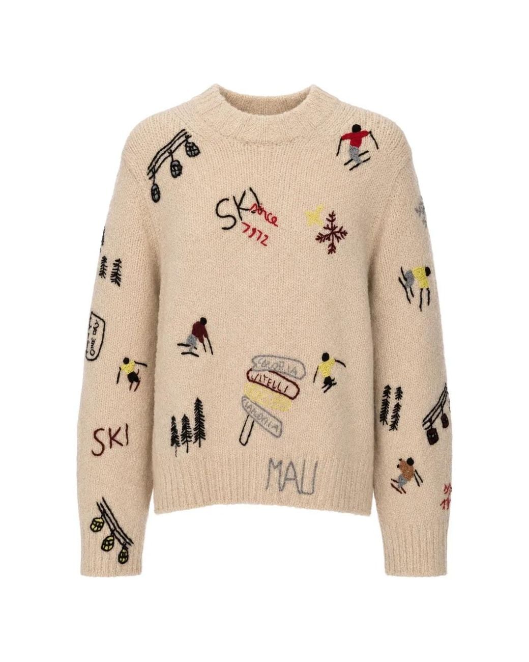 Malo Natural Embroidered Cashmere Sweater