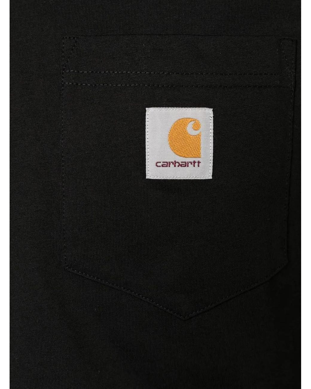 Carhartt Black Wip Logo-Patch Pocket T-Shirt for men