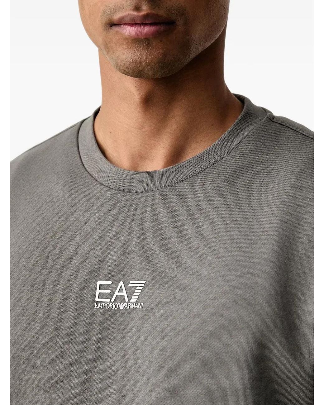 EA7 Gray Logo-Print Crew-Neck Tracksuit for men