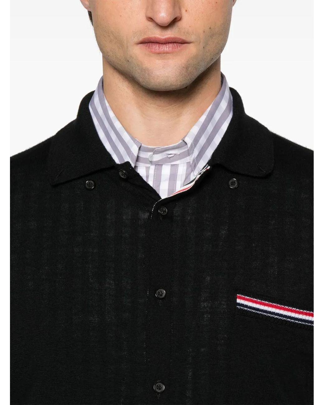 Thom Browne Black 'Button Down' Cardigan for men