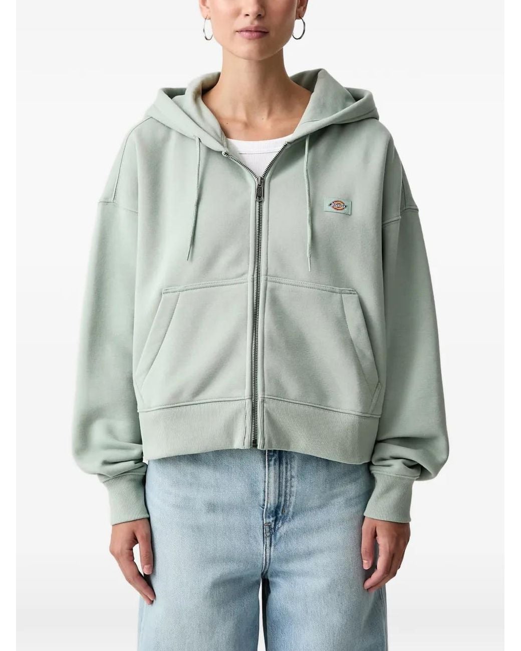 Dickies Gray Logo-Patch Zip-Up Hoodie