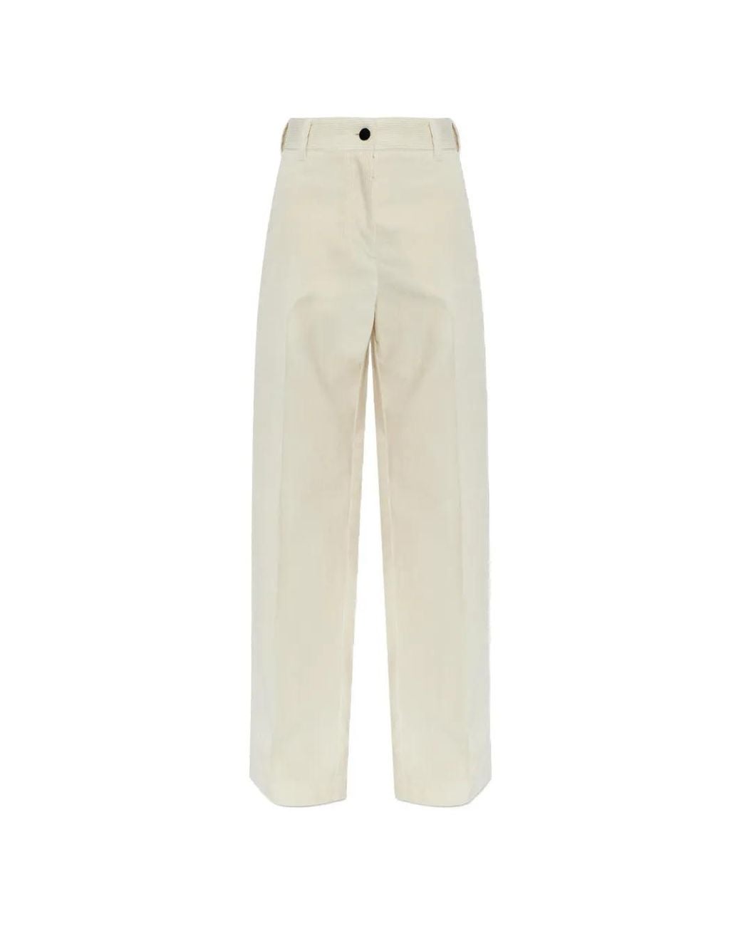 Moncler White Corduroy Wide-Leg Trousers