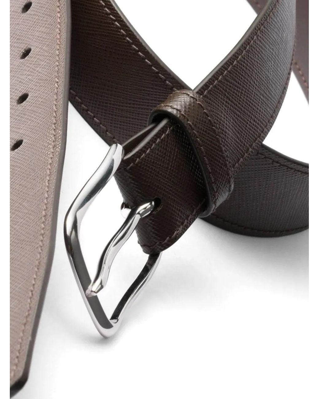 Prada Brown Saffiano Leather Belt Strap for men