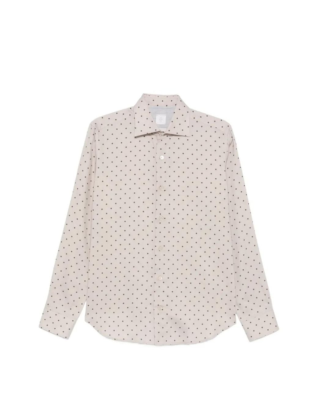 Eleventy White Polka-Dot Long-Sleeve Shirt for men