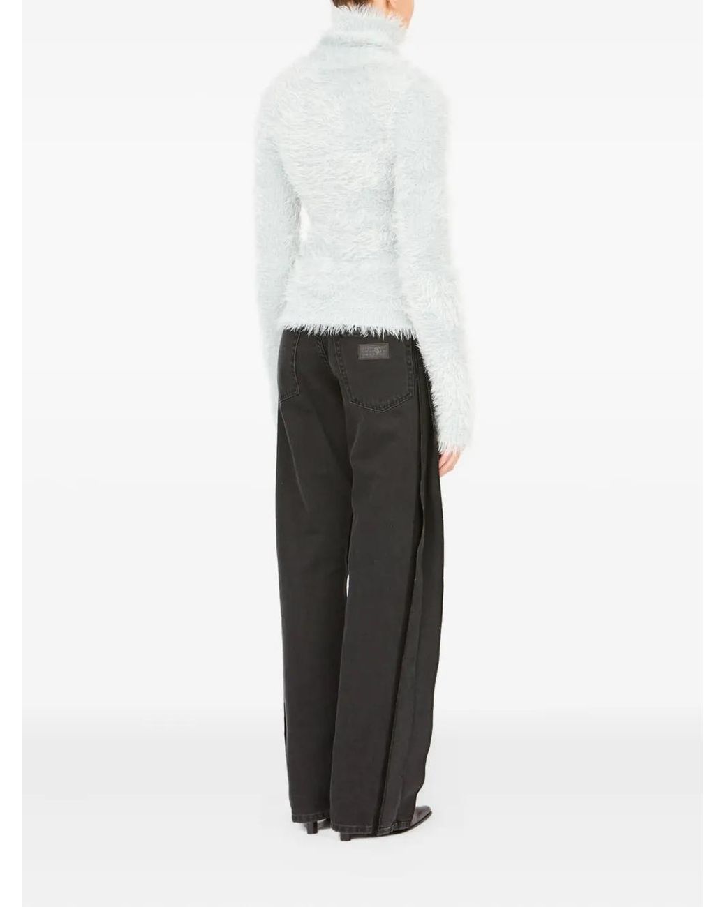 MM6 by Maison Margiela Blue High-Neck Fluffy Sweater