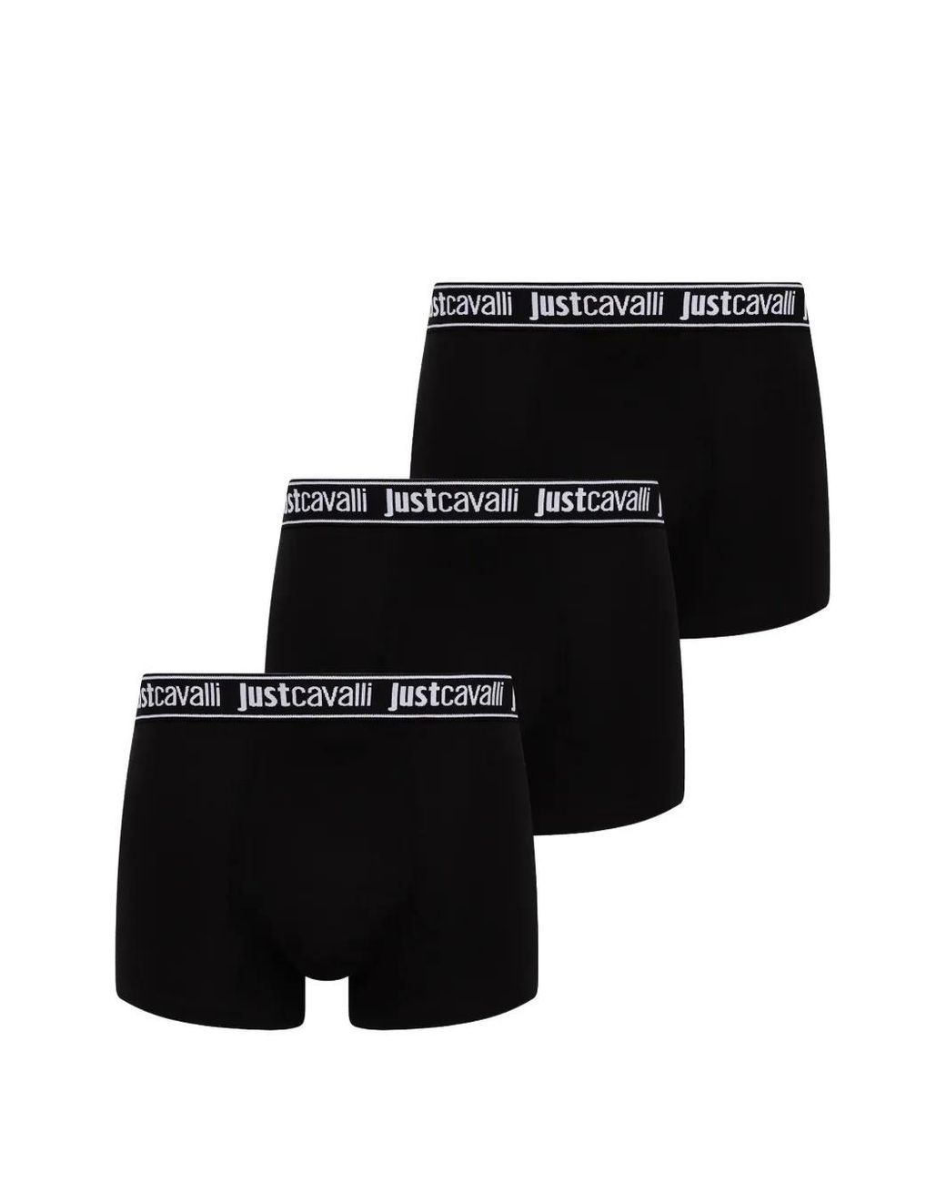 Just Cavalli Black Logo-Waistband Boxer Briefs (Set Of Three) for men