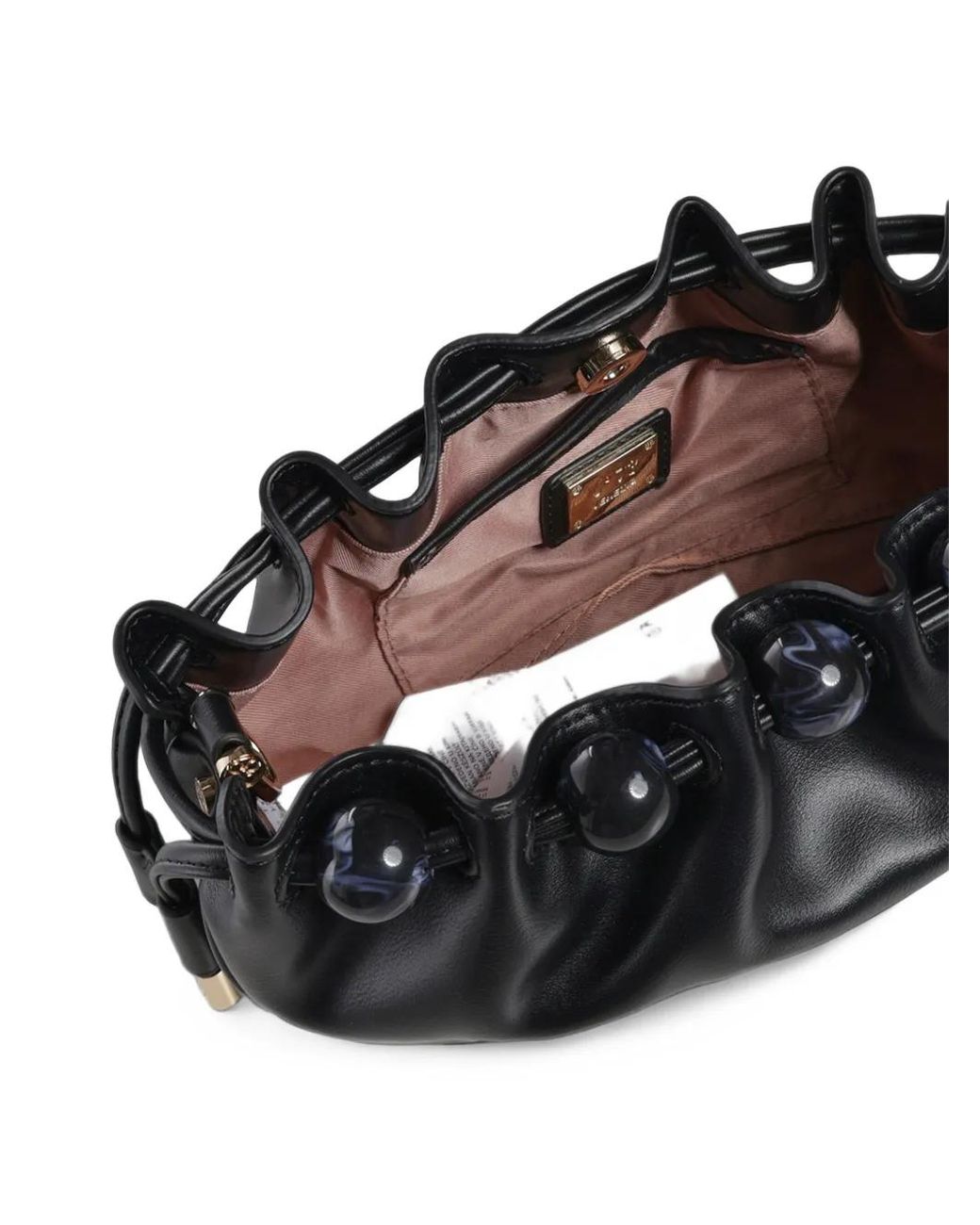 V73 Black Topaz Chibead-Embellished Ruched Mini Bag