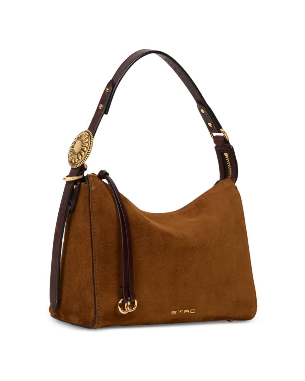 Etro Brown Suede Buckled Shoulder Bag