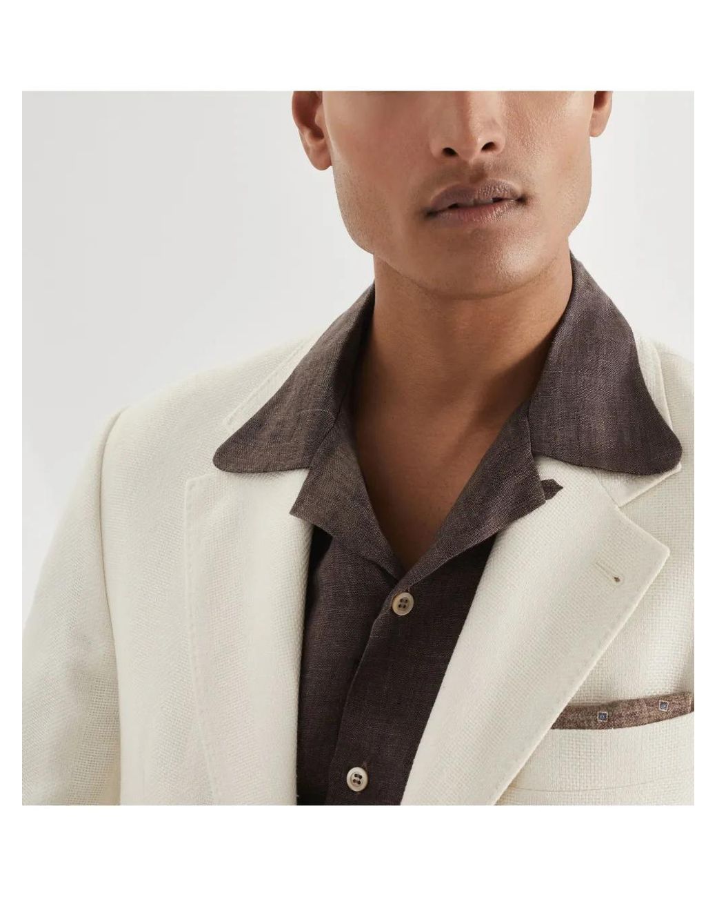 Brunello Cucinelli White Twill Blazer for men