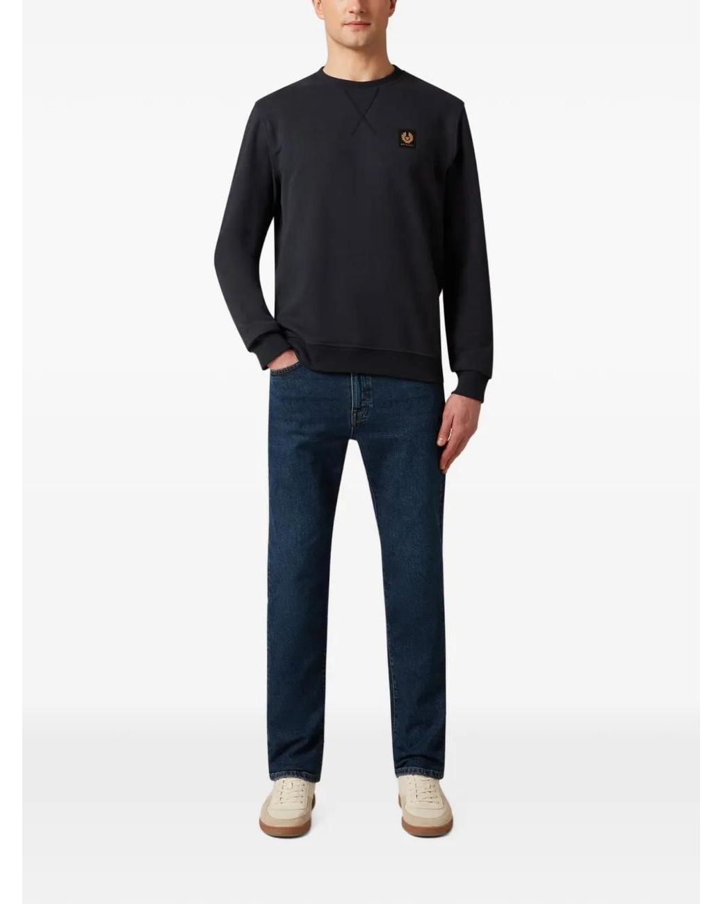 Belstaff Blue V-Stitch Logo-Patch Sweatshirt for men