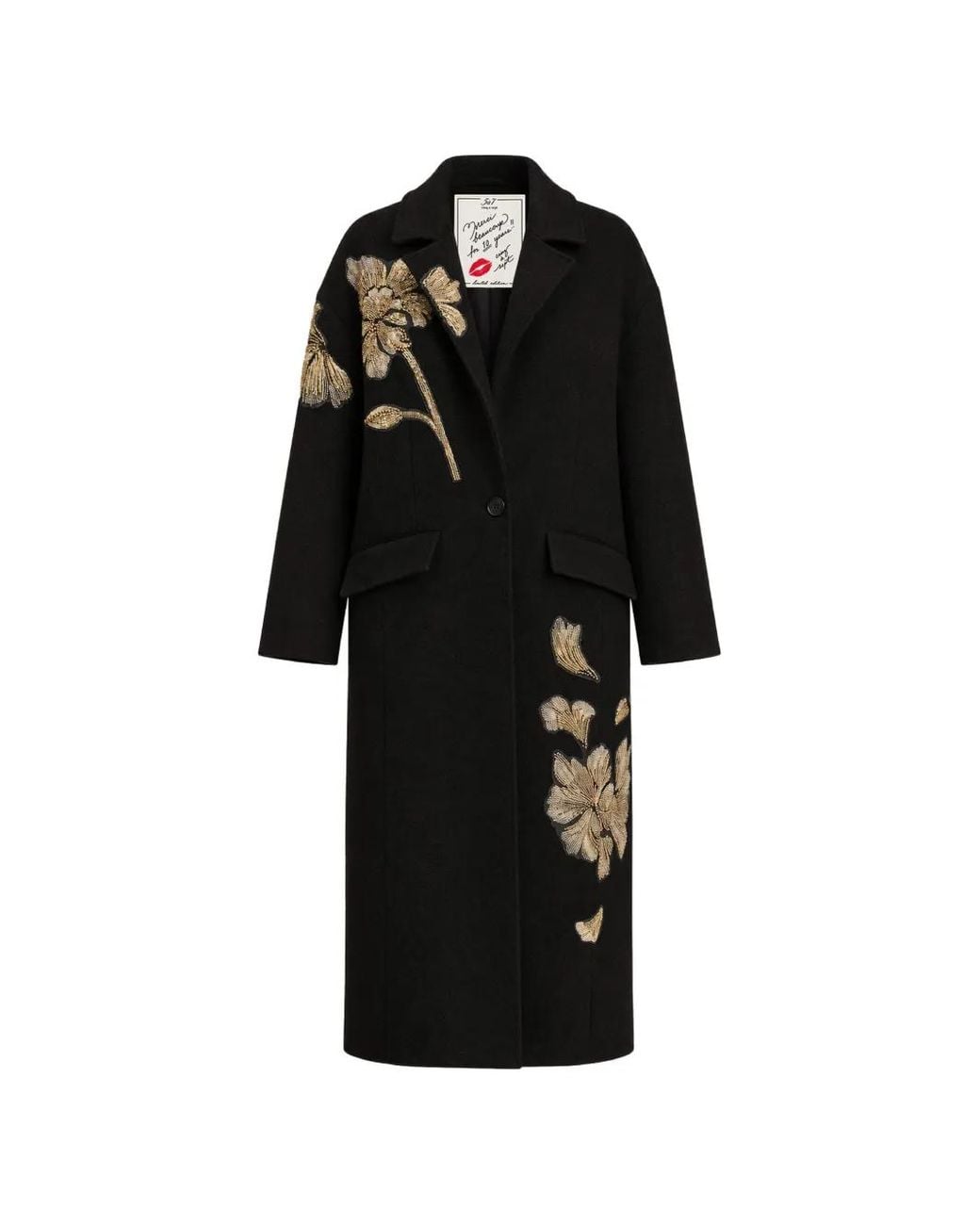 Cinq À Sept Black Gilded Peony Lilienne Coat