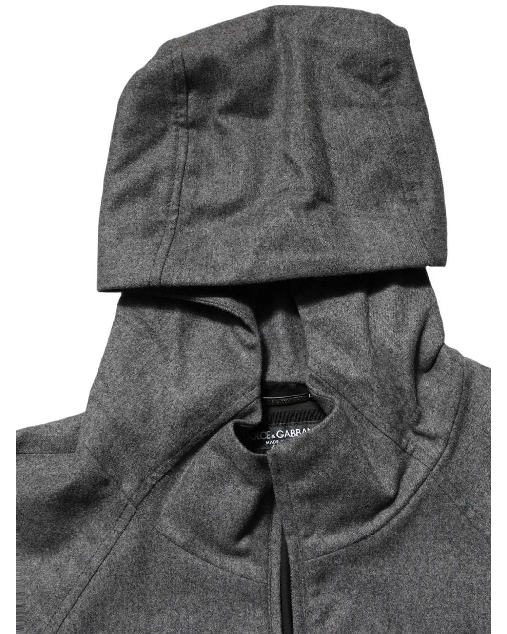 Dolce & Gabbana Gray Hooded Raglan-Sleeve Jacket for men