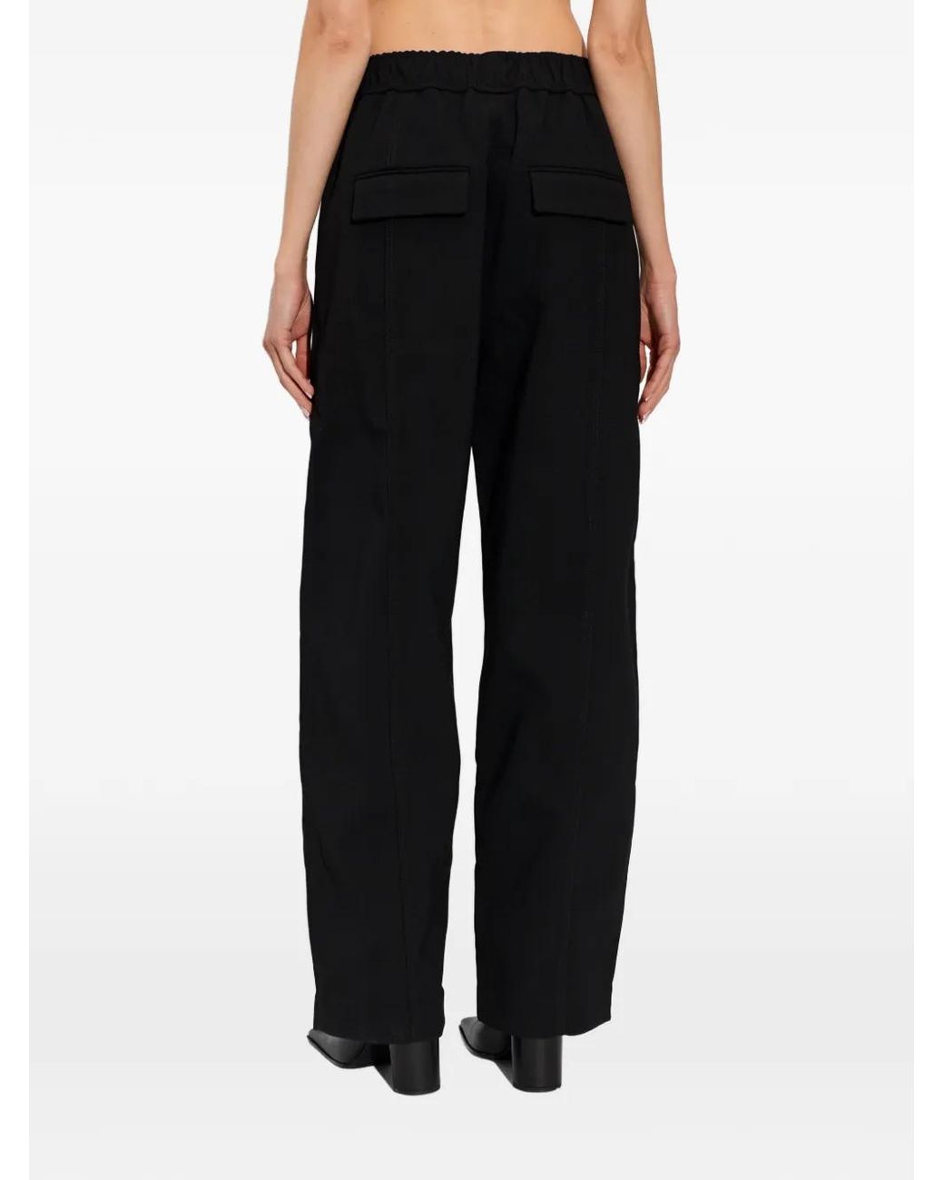 Ganni Black Elasticated-Waist Trousers