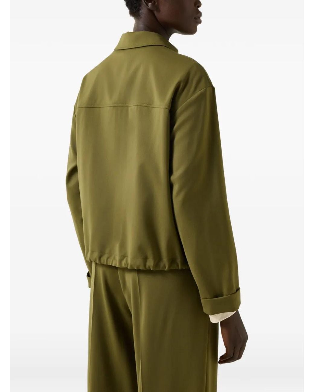 Bogner Green Elody Virgin-Wool Zip-Up Shirt Jacket