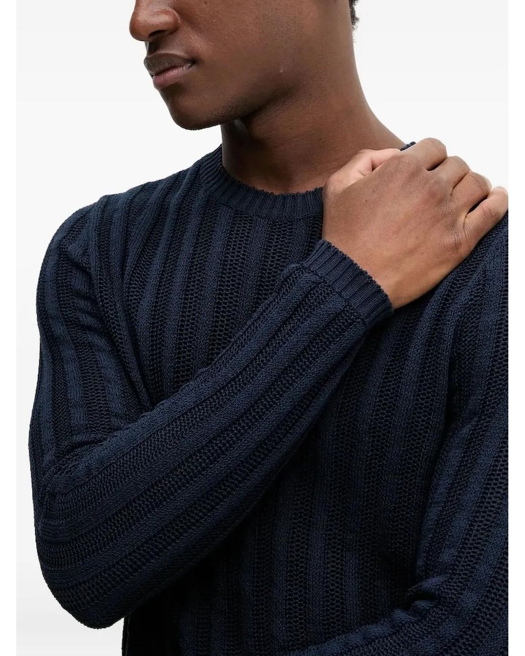 Barena Blue Ribbed-Knit Sweater for men