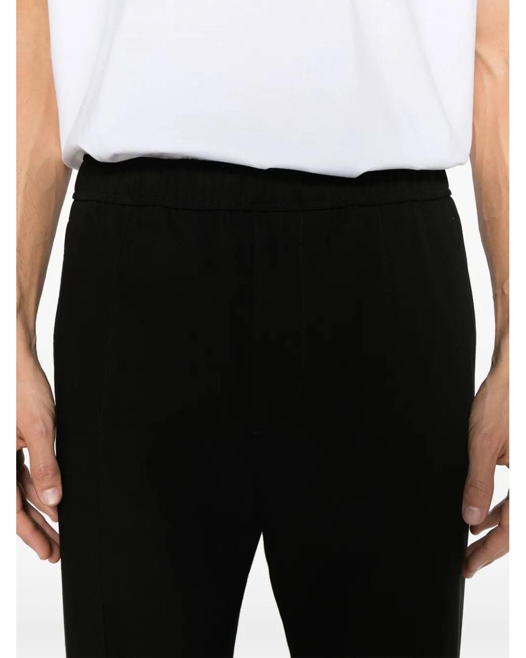 Lanvin Black Mid-Rise Tapered Trousers for men