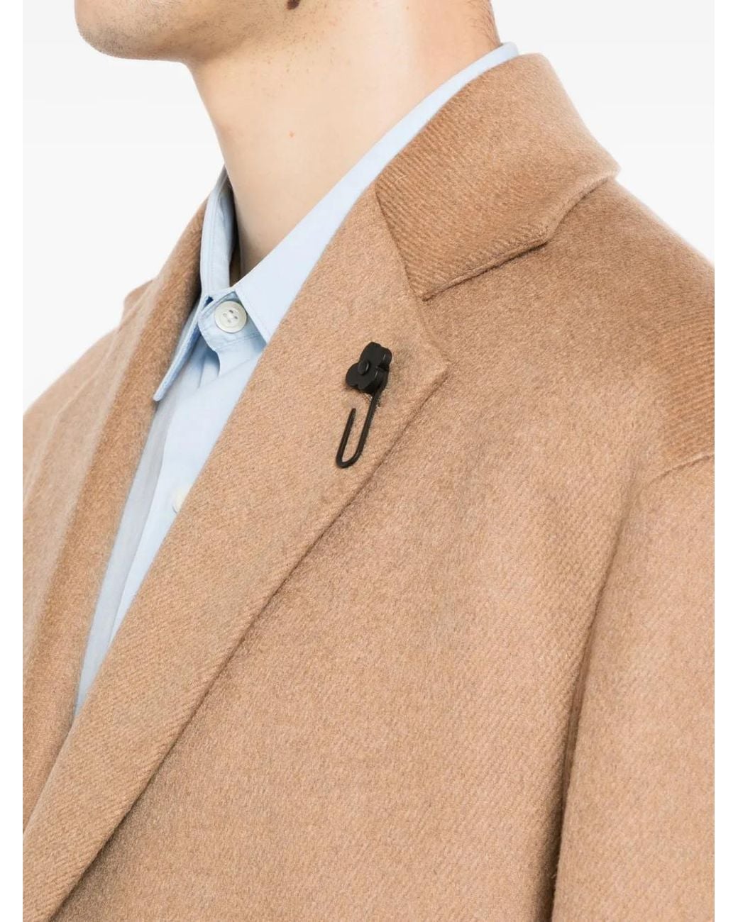 Lardini Natural Single-Breasted Notched-Lapel Coat for men