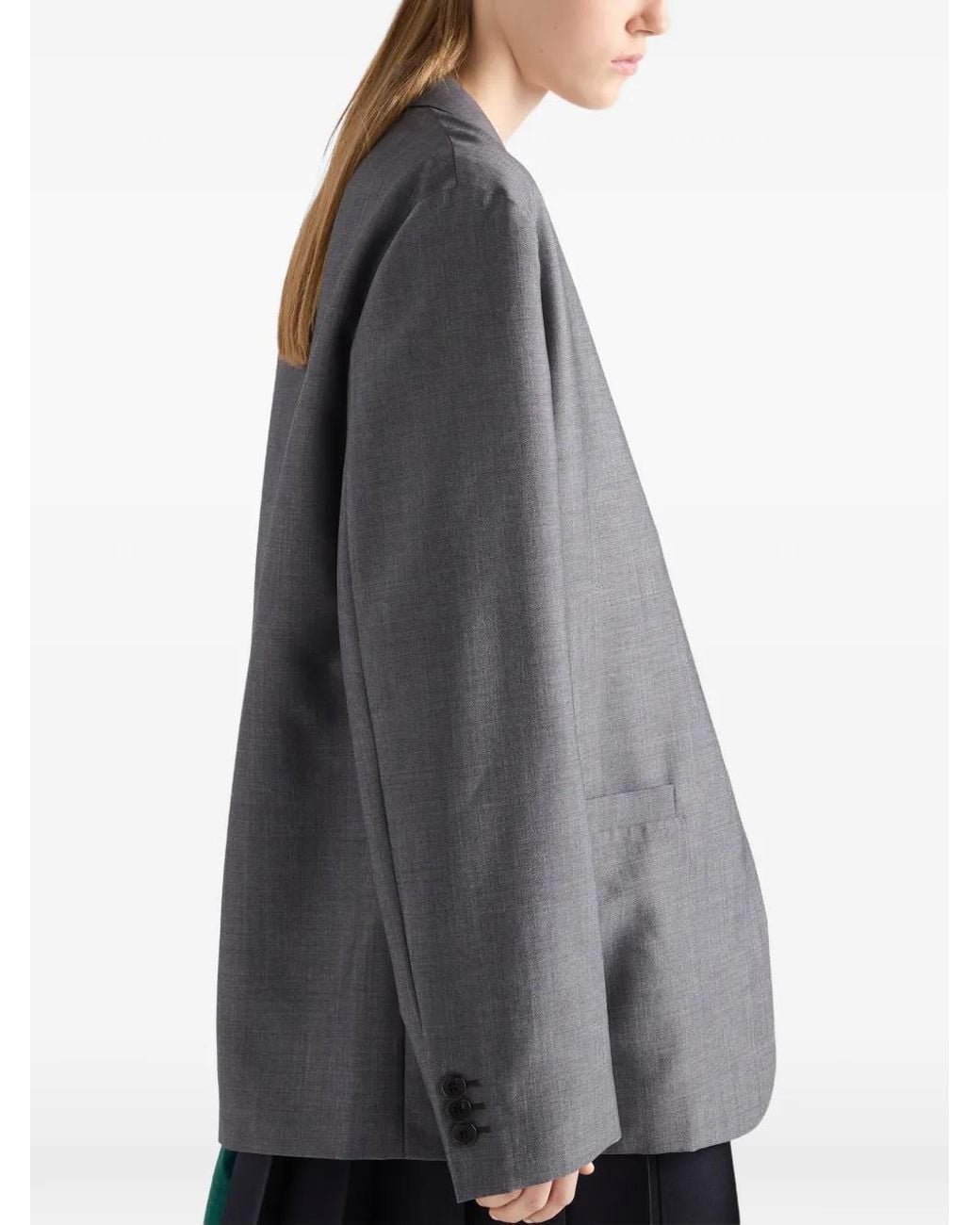 Prada Gray Veste En Mohair À Simple Boutonnage