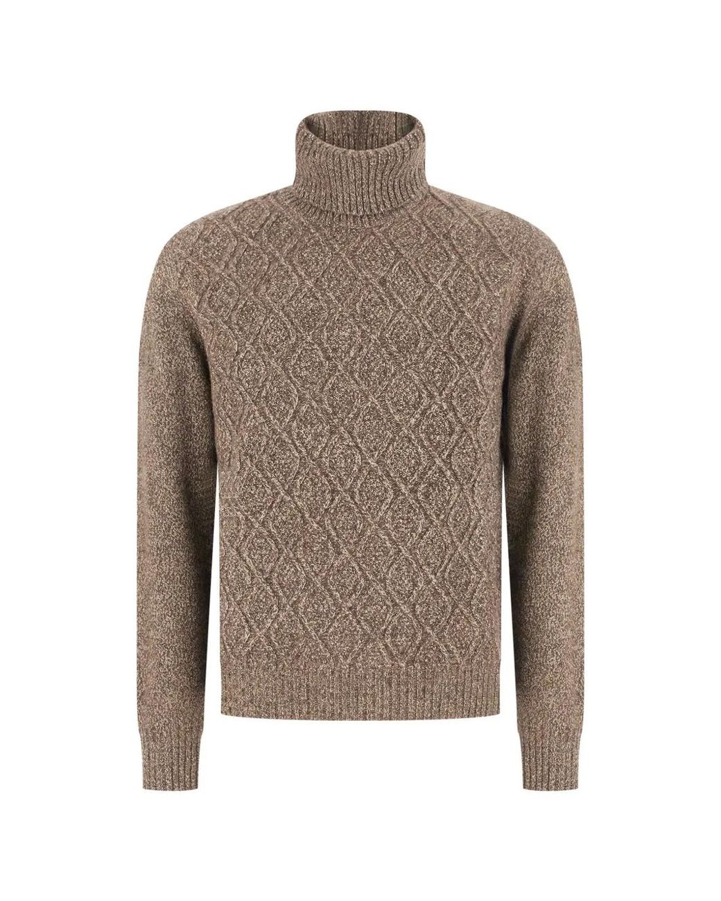 Panicale Brown Diamond-Knit Roll-Neck Sweater for men