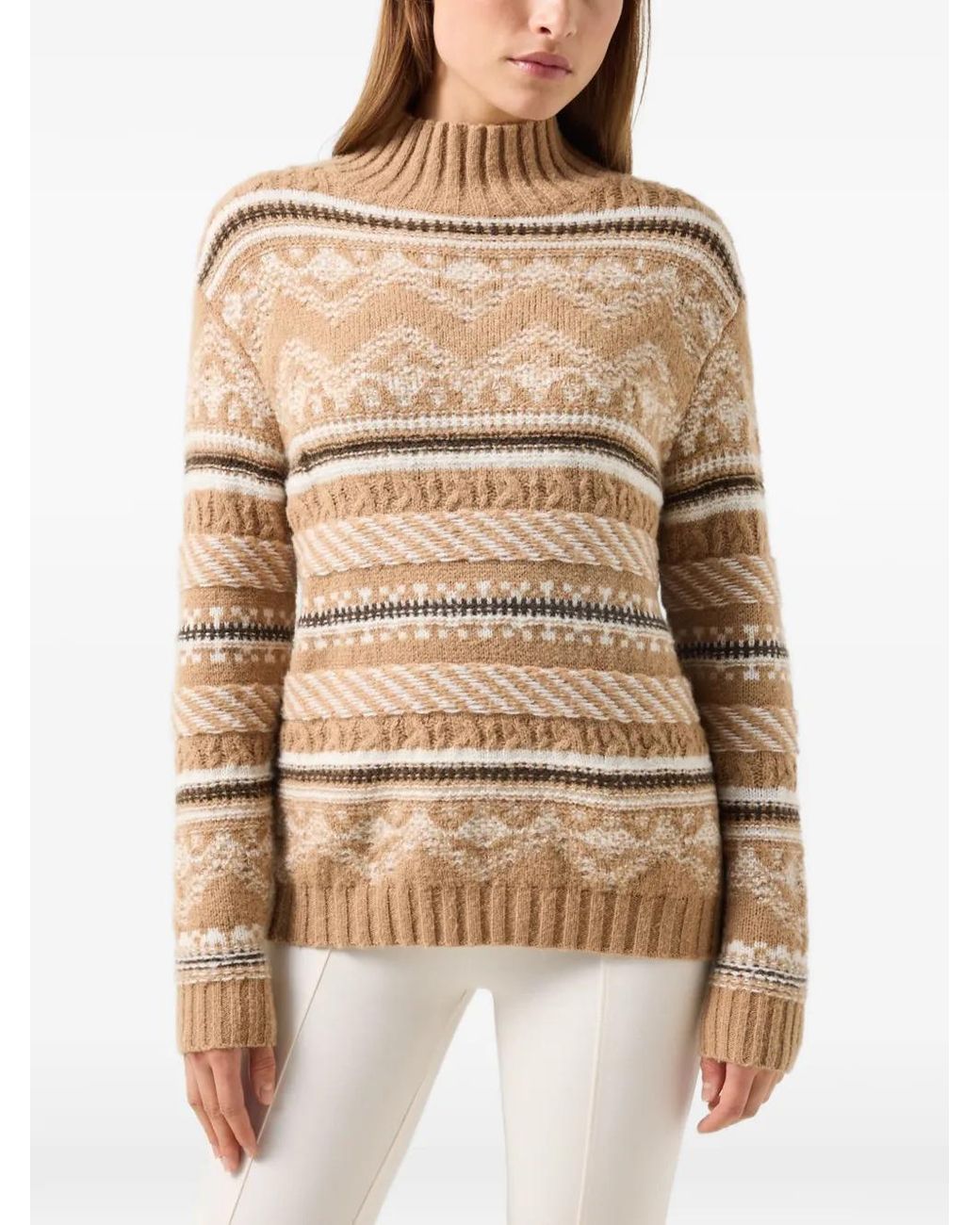 Bogner Natural Rosa Jacquard-Knit Sweater