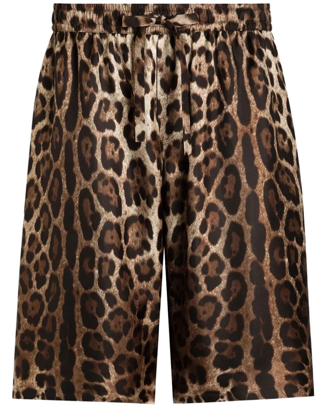 Dolce & Gabbana Brown Leopard-Print Shorts for men