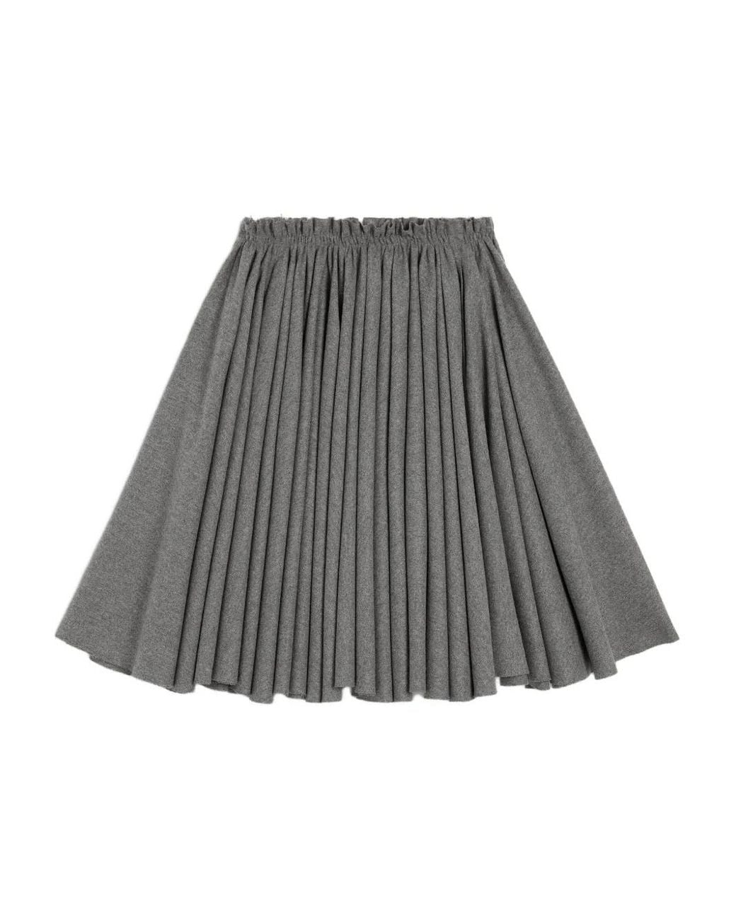 AMI Gray Corolla Wool Midi Skirt