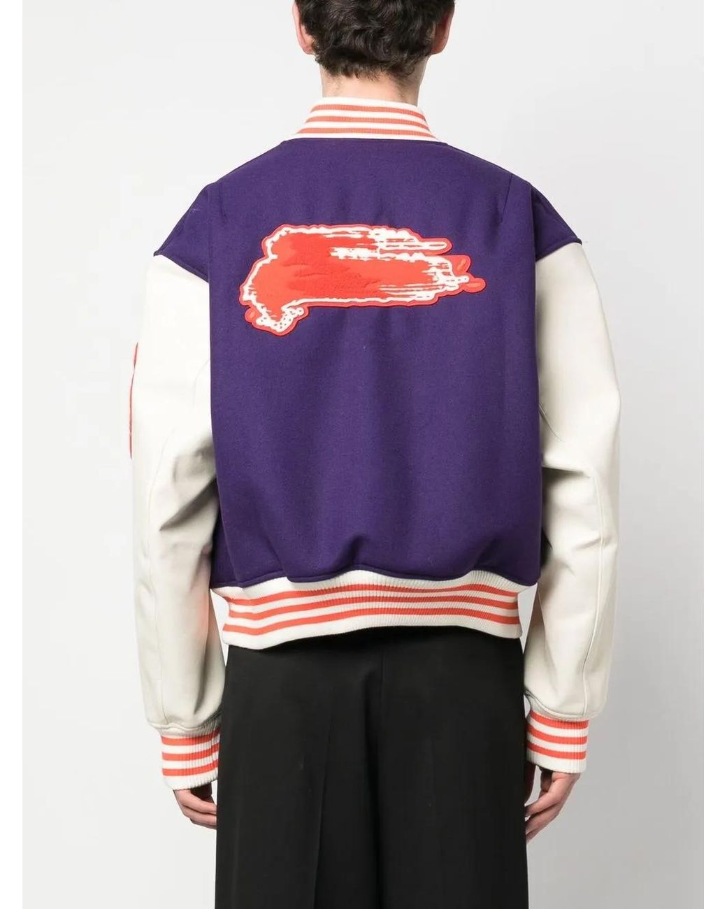 Y-3 Purple Graphic-Print Bomber Jacket for men