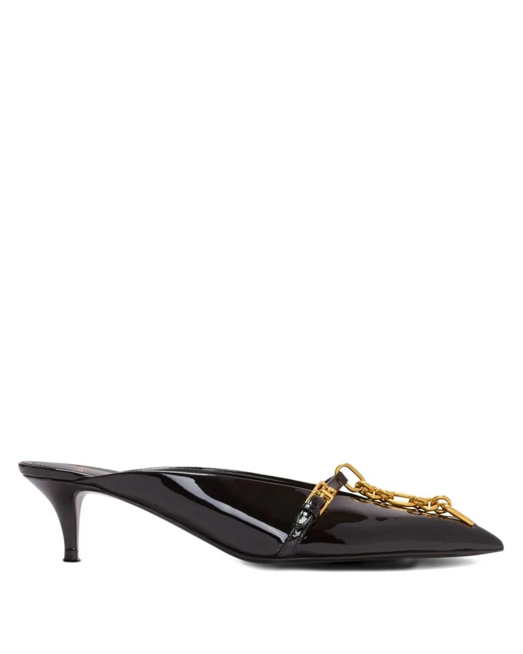Balmain White Sync Patent Leather Mules