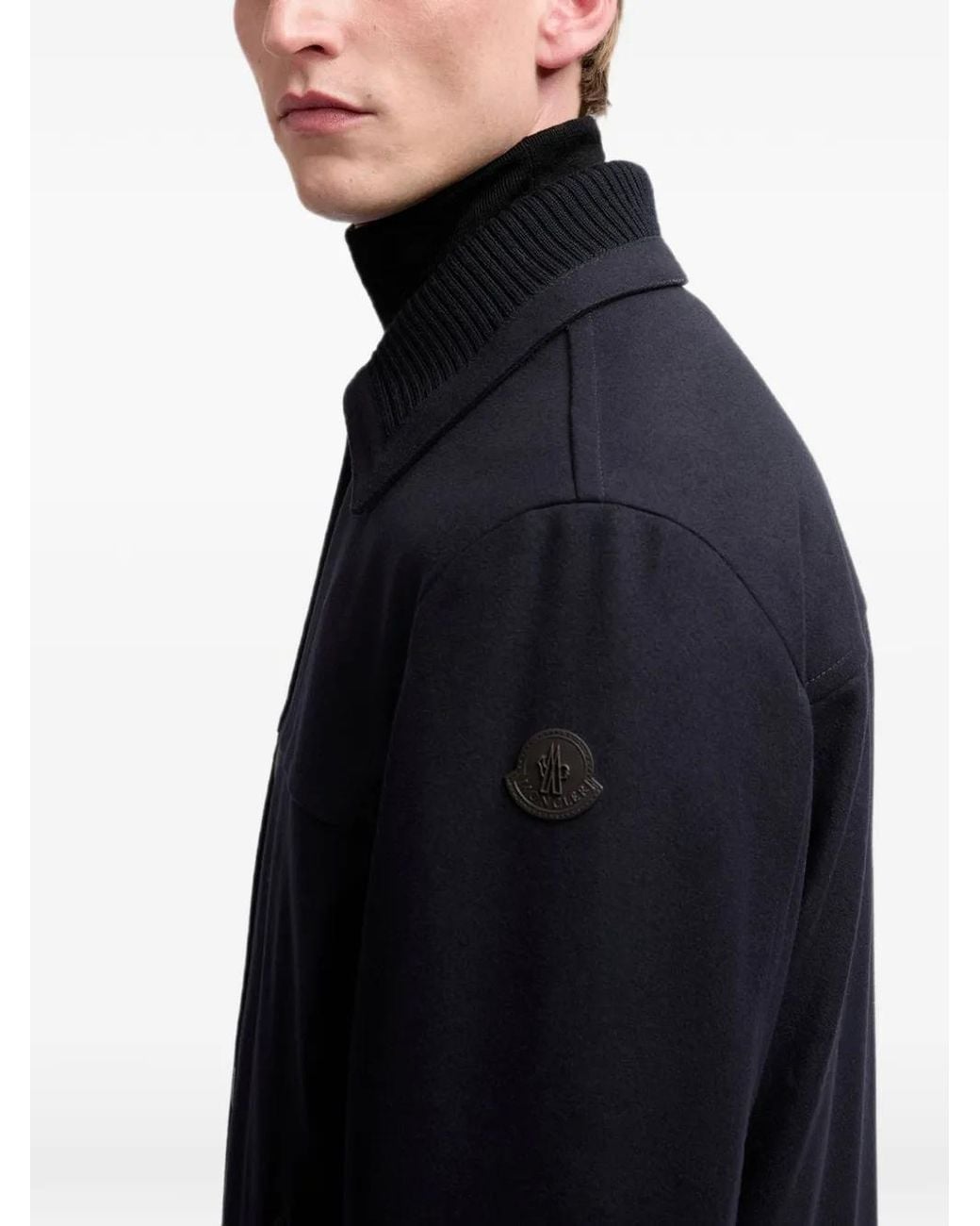 Moncler Black Emilion Wool Blend Shirt Jacket for men
