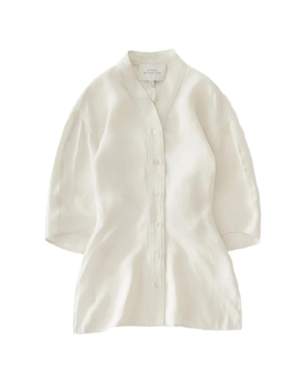 Studio Nicholson White Asti Curved-Sleeve Blouse