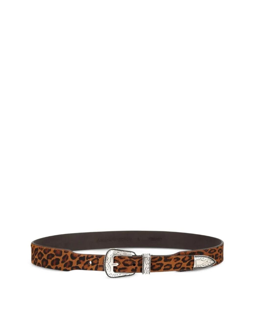 AMISH White Leopard-Print Western Belt for men