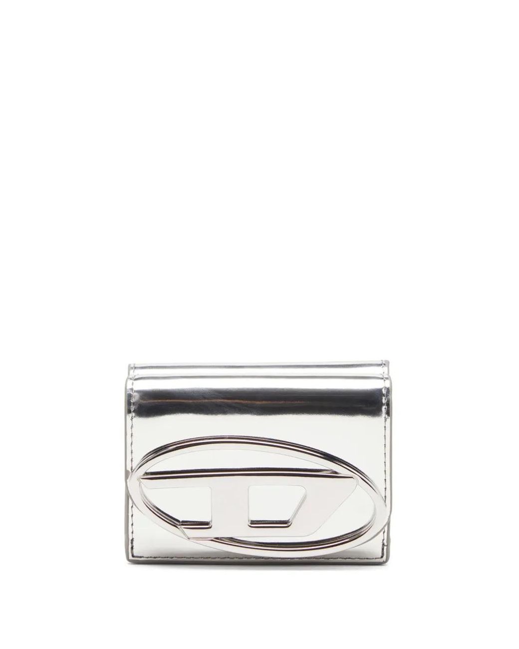 DIESEL White Oval-D Metallic Leather Wallet