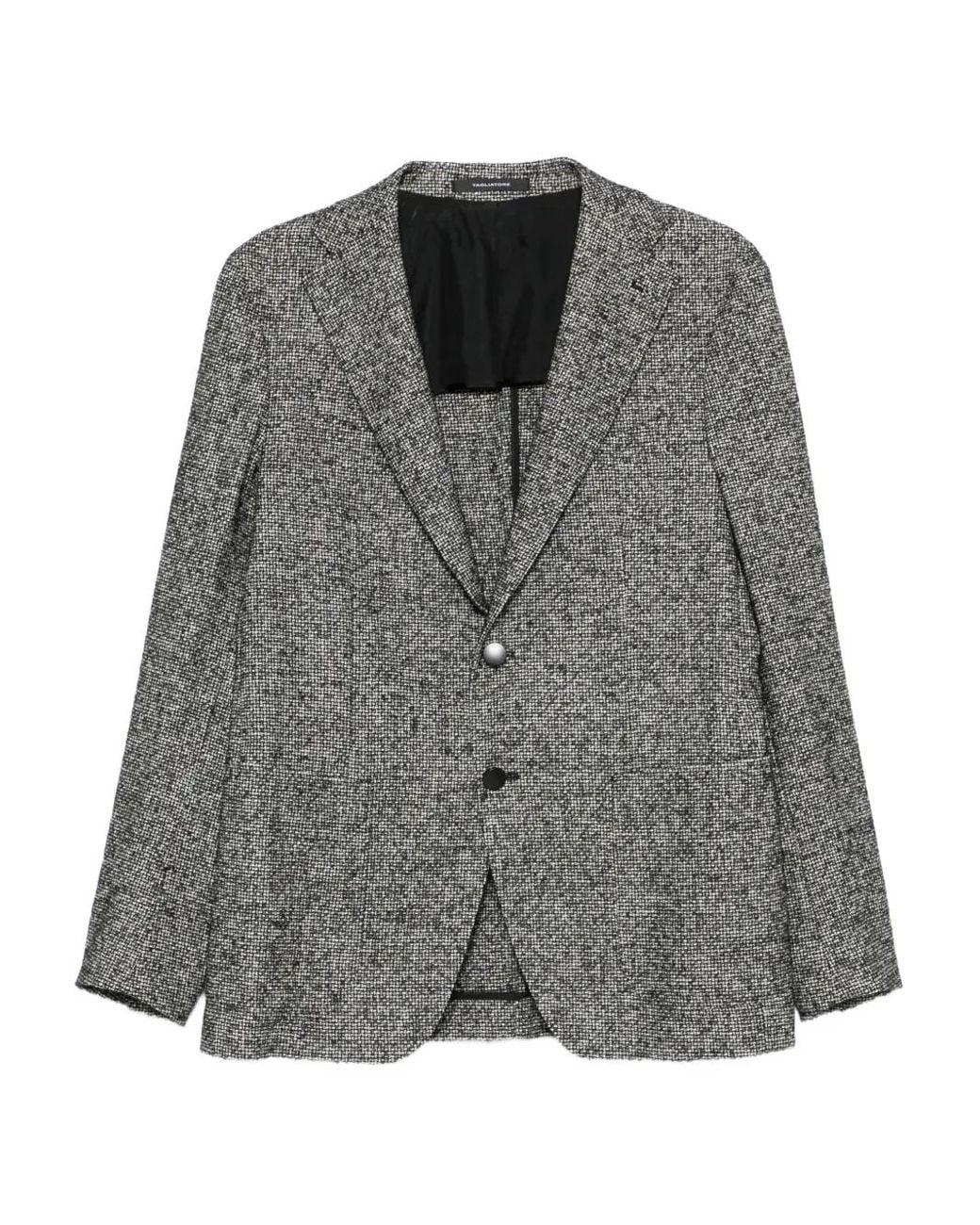 Tagliatore Gray Buttoned Woven Jacket for men