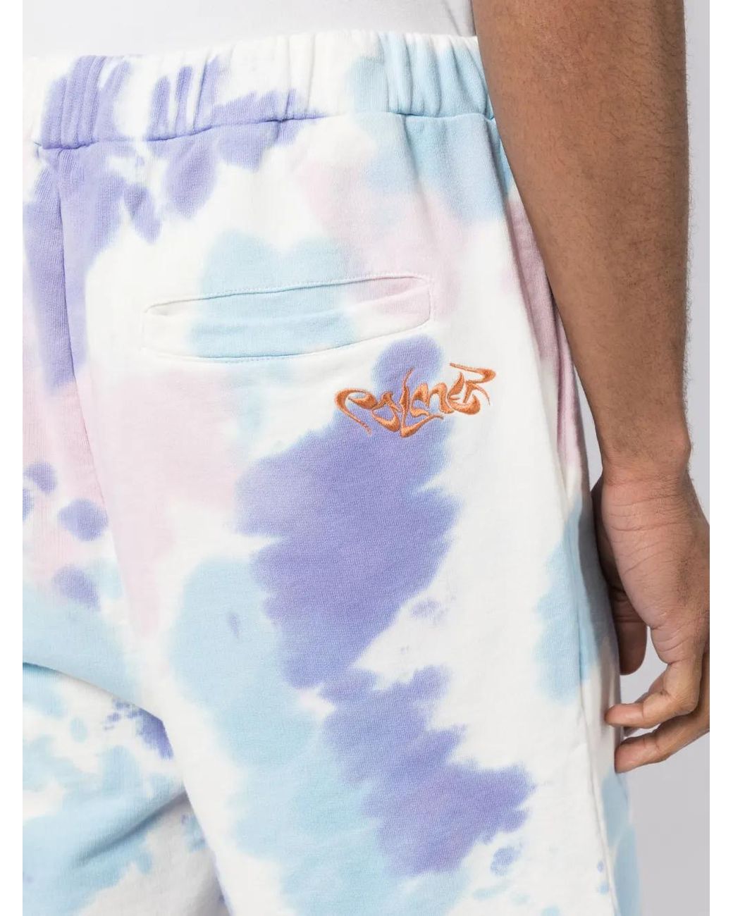 Palmier Blue Tie-Dye Cotton Shorts for men