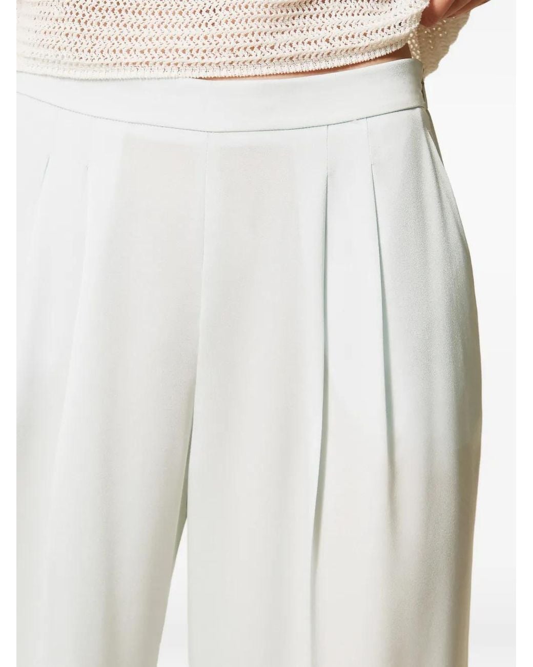 Twinset White Wide Satin Trousers